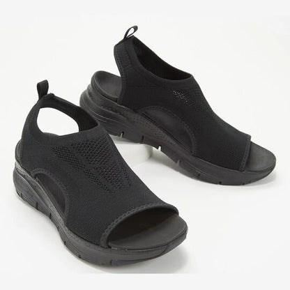 Sport Comfort Platform Sandals | Open Toe Knit Slip-Ons