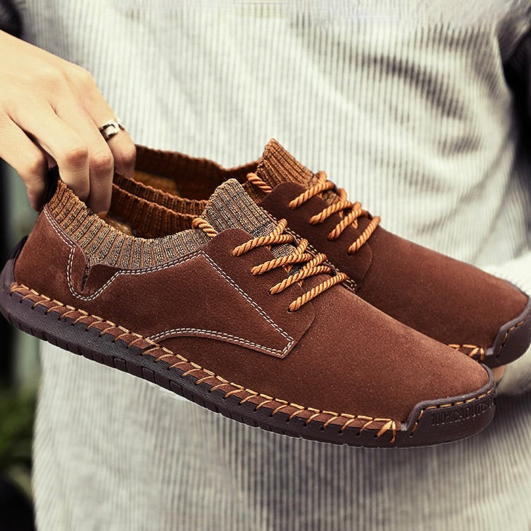 Men’s Suede Knit Hybrid Shoes | Lightweight Comfort Sole | Casual Lace-Up Loafers