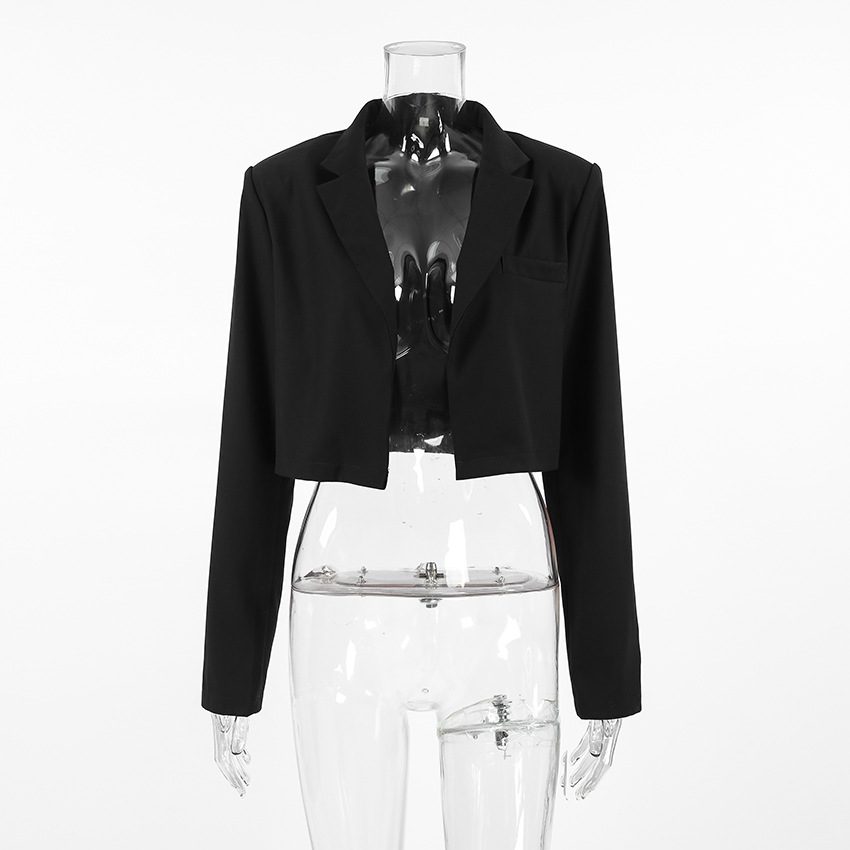 Women's Cropped Black Blazer | Minimalist & Chic | Open-Front | Modern Office & Casual Wear