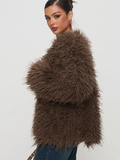 Oversized Faux Fur Jacket | Plush Statement Layer | Brown | Winter Luxe