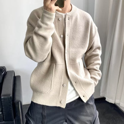 Men’s Wool-Blend Snap Jacket | Minimalist Bomber Style | Lightweight Fall Layer