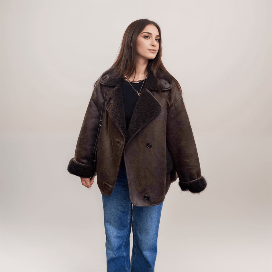Oversized Faux Shearling Jacket | Warm & Stylish | Leather Look | Winter Essential