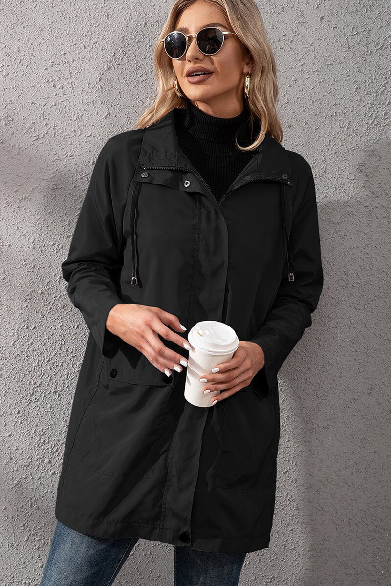 Lightweight Hooded Rain Jacket | Adjustable Waist | Water-Resistant | Casual Outerwear