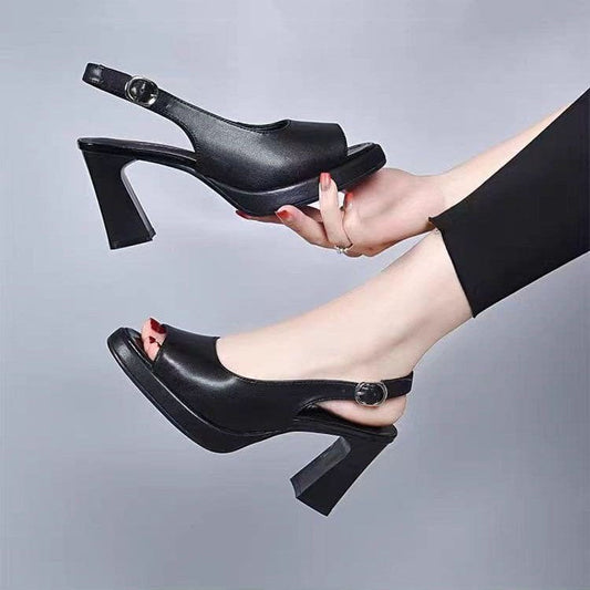 Heeled Slingback Sandals | Chunky Heel & Peep Toe