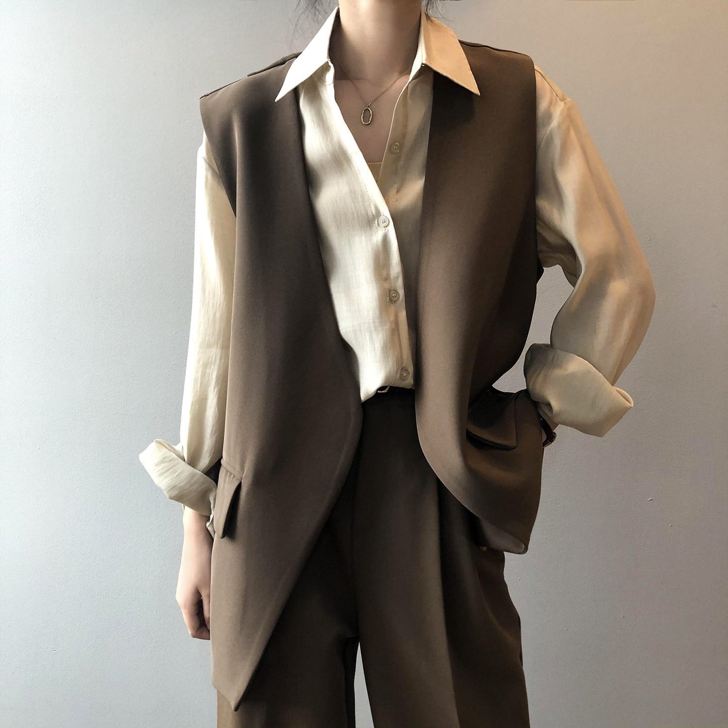 Oversized Sleeveless Blazer Vest | Modern Tailored Fit | Lightweight Fabric | Office Chic