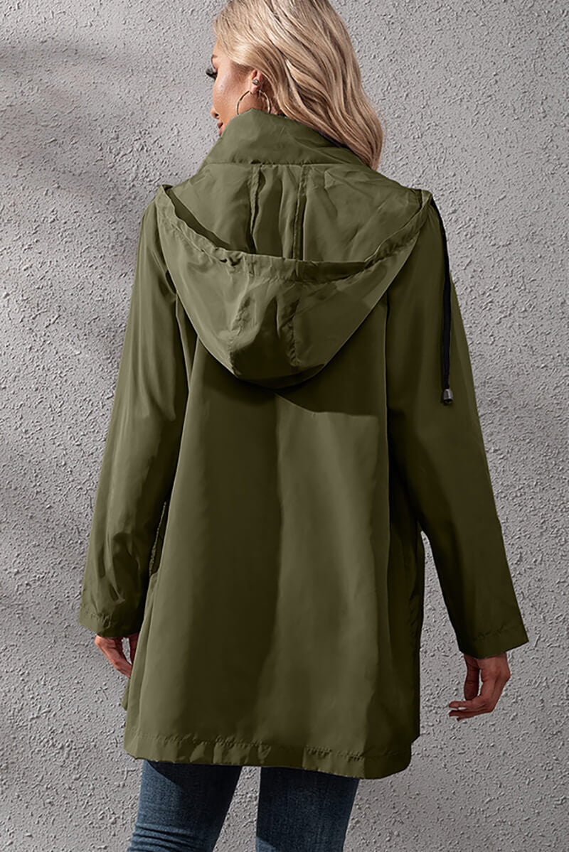 Lightweight Hooded Rain Jacket | Adjustable Waist | Water-Resistant | Casual Outerwear