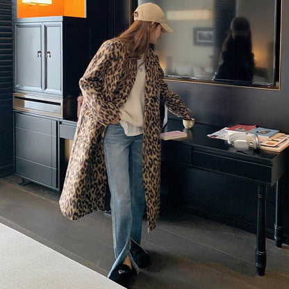 Leopard Print Faux Fur Coat | Bold Animal Print | Mid-Length | Winter Glam