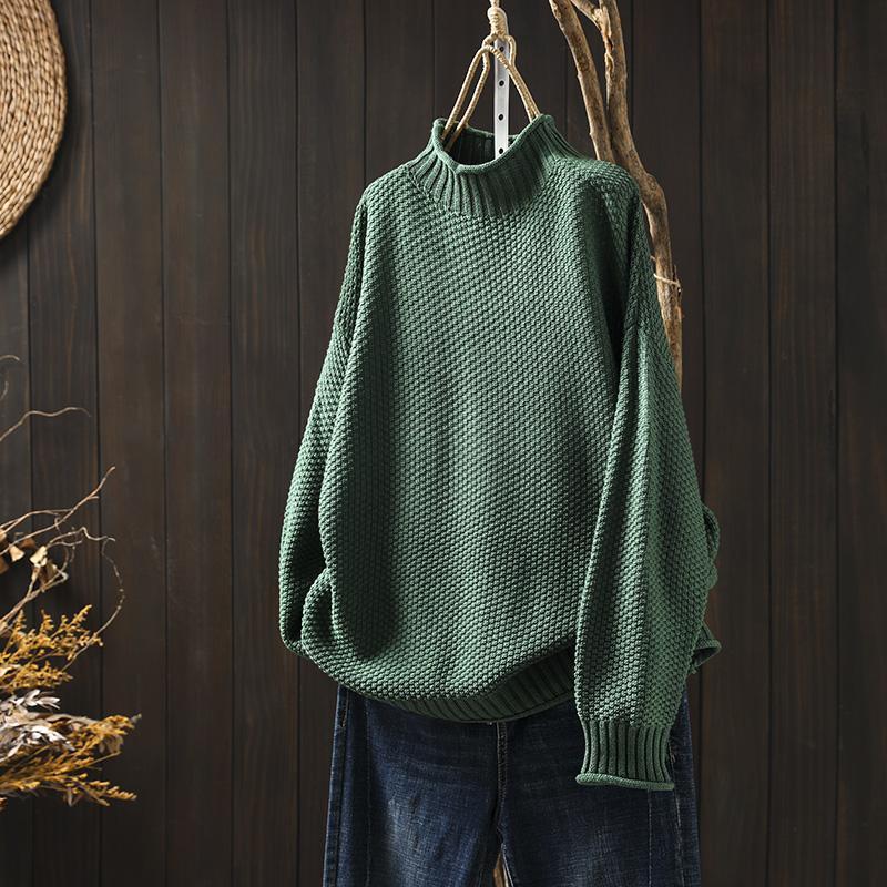 Textured Knit Sweater | Relaxed Fit | Ribbed High Neck