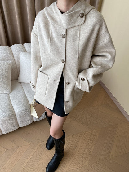 Minimalist Wool-Blend Coat | Button-Down Design | Soft Wool-Blend Fabric | Fall & Winter Chic