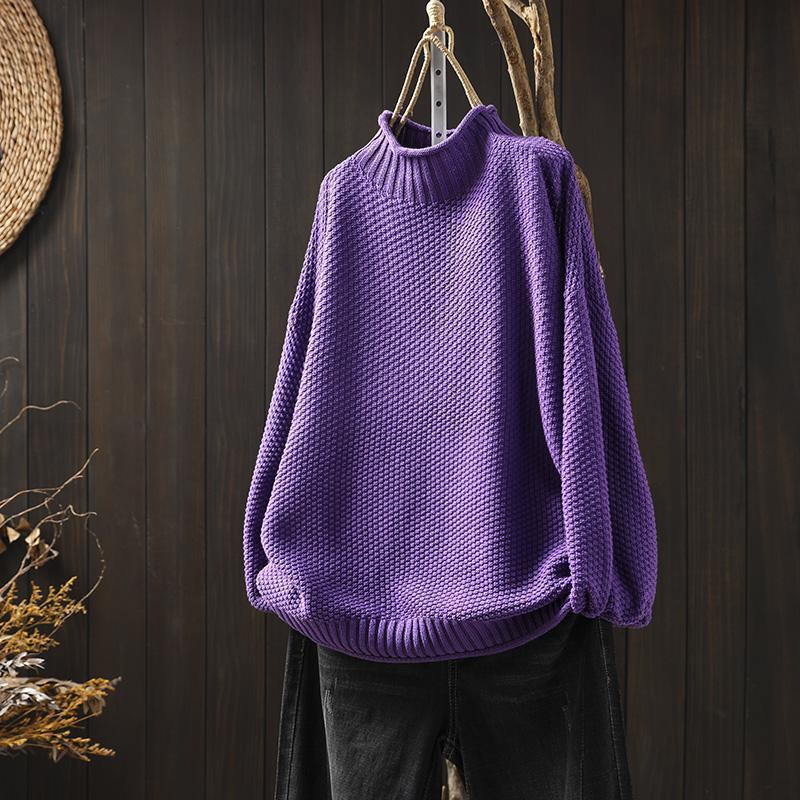 Textured Knit Sweater | Relaxed Fit | Ribbed High Neck