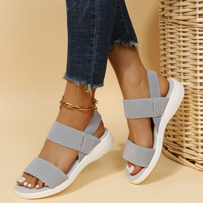 Elastic Slingback Sandals | Cushioned Sole & Patterned Strap | Casual Walkable Design