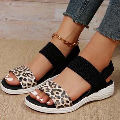 Elastic Slingback Sandals | Cushioned Sole & Patterned Strap | Casual Walkable Design