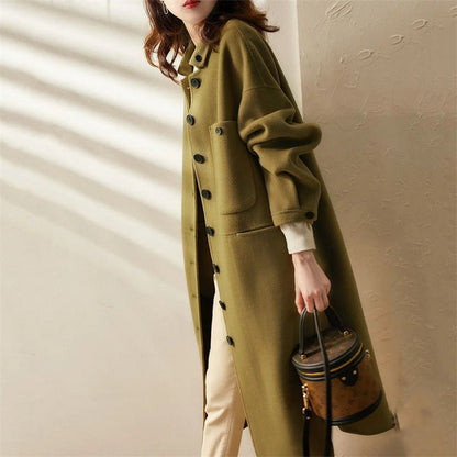 Long Wool Blend Coat | Minimalist Design | Elegant and Warm
