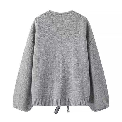 Elegant Bow-Accent Cardigan | Soft Knit Fabric | Open-Front Design | Chic Layering Piece