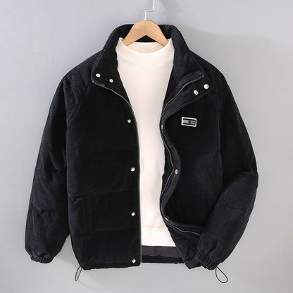 Men's Corduroy Puffer Jacket | Insulated Quilted Outerwear | Winter Casual Layering