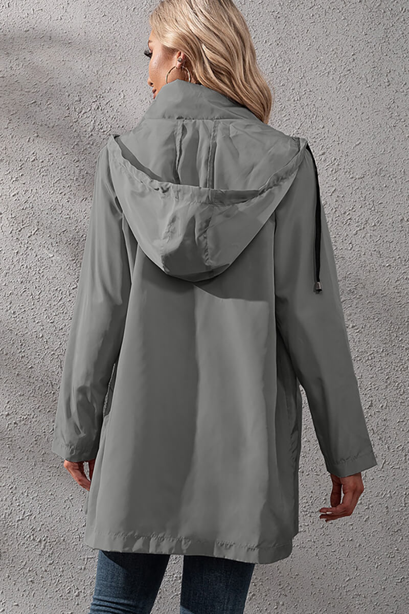 Lightweight Hooded Rain Jacket | Adjustable Waist | Water-Resistant | Casual Outerwear
