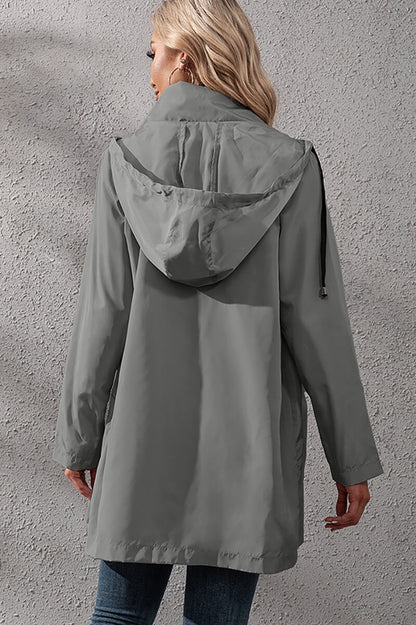 Lightweight Hooded Rain Jacket | Adjustable Waist | Water-Resistant | Casual Outerwear