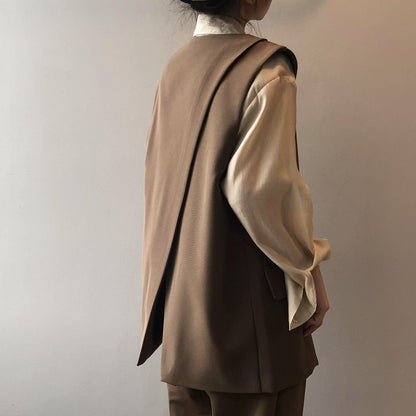Oversized Sleeveless Blazer Vest | Modern Tailored Fit | Lightweight Fabric | Office Chic