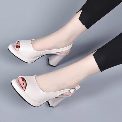 Heeled Slingback Sandals | Chunky Heel & Peep Toe