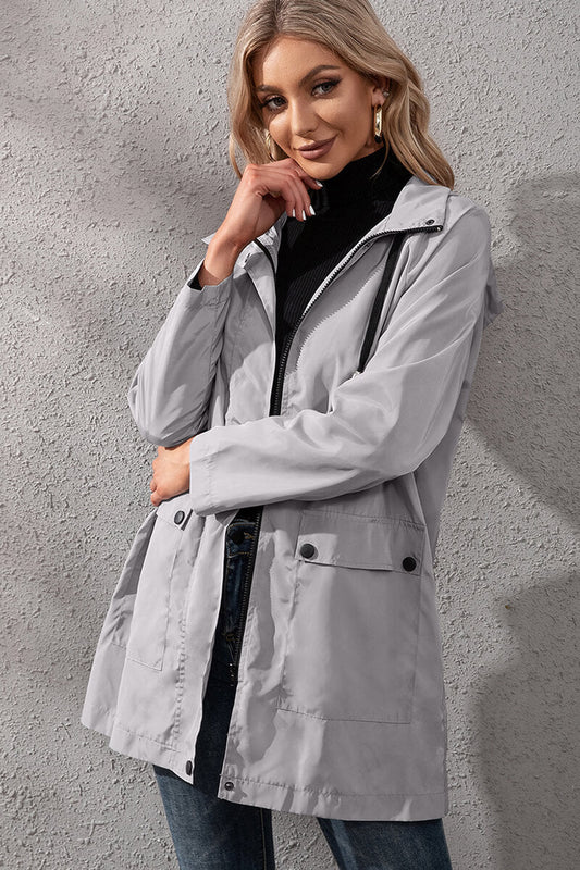 Lightweight Hooded Rain Jacket | Adjustable Waist | Water-Resistant | Casual Outerwear