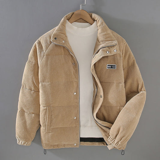 Men's Corduroy Puffer Jacket | Insulated Quilted Outerwear | Winter Casual Layering