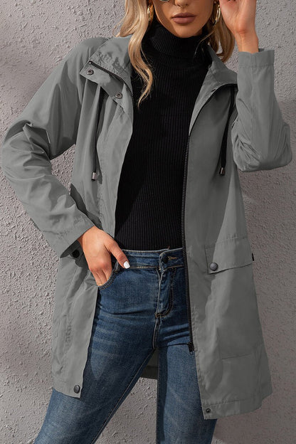 Lightweight Hooded Rain Jacket | Adjustable Waist | Water-Resistant | Casual Outerwear