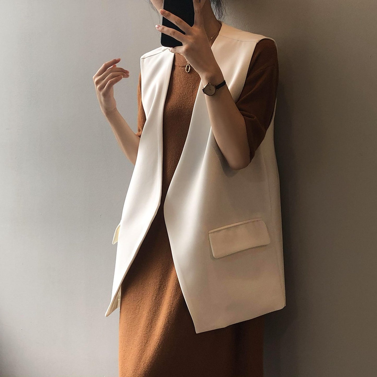 Oversized Sleeveless Blazer Vest | Modern Tailored Fit | Lightweight Fabric | Office Chic