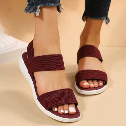 Elastic Slingback Sandals | Cushioned Sole & Patterned Strap | Casual Walkable Design