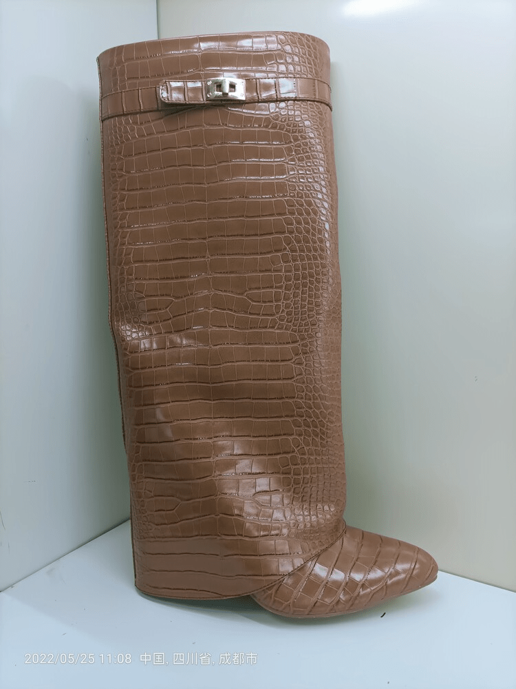 Trendy Knee-High Boots | Textured Faux Leather | Pointed Toe | Chic Fall & Winter Footwear
