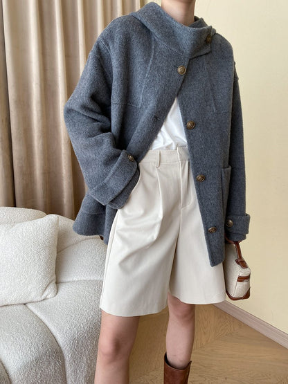 Minimalist Wool-Blend Coat | Button-Down Design | Soft Wool-Blend Fabric | Fall & Winter Chic
