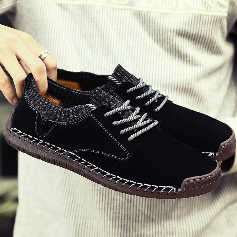 Men’s Suede Knit Hybrid Shoes | Lightweight Comfort Sole | Casual Lace-Up Loafers