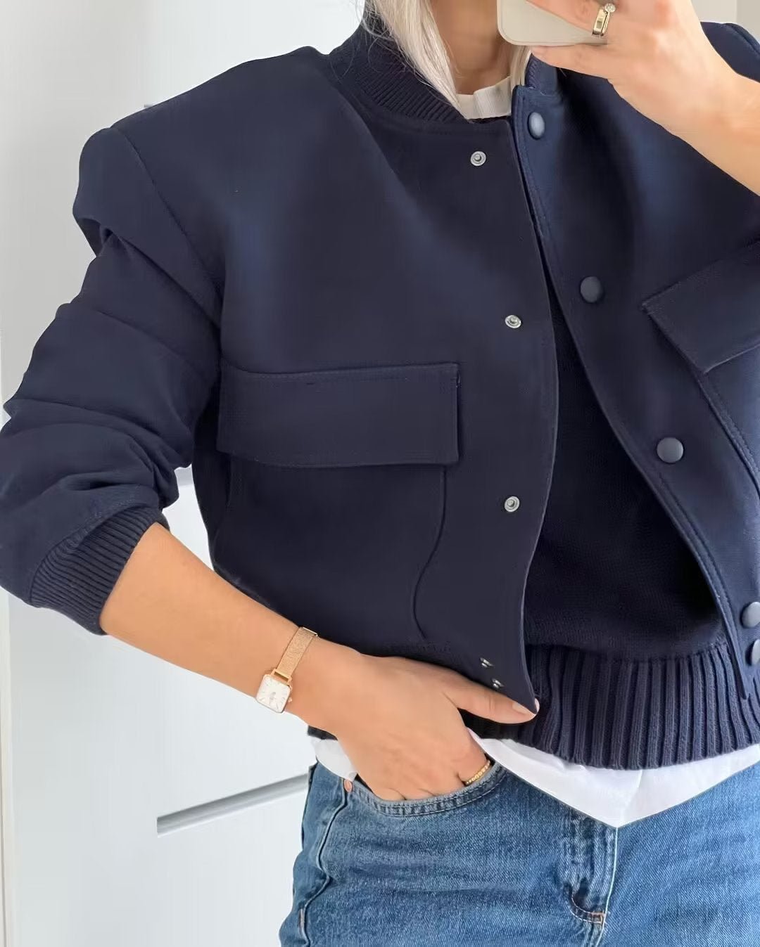 Cropped Bomber Jacket | Minimalist Design | Lightweight Layer | Streetwear Essential