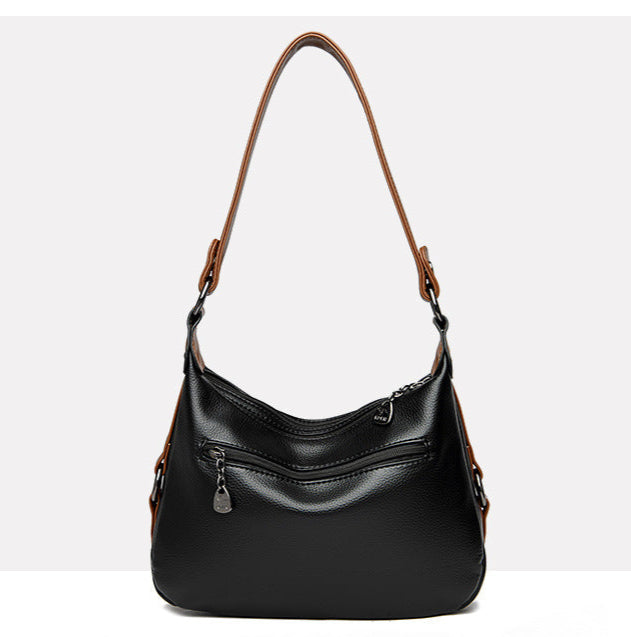 Two-Tone Shoulder Handbag | Multi-Strap Carry Option | Pebbled PU Leather
