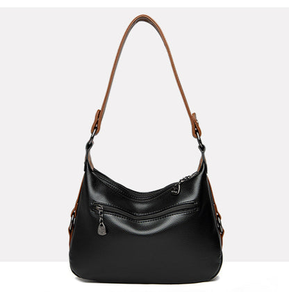 Two-Tone Shoulder Handbag | Multi-Strap Carry Option | Pebbled PU Leather