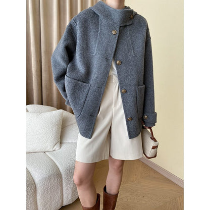 Minimalist Wool-Blend Coat | Button-Down Design | Soft Wool-Blend Fabric | Fall & Winter Chic