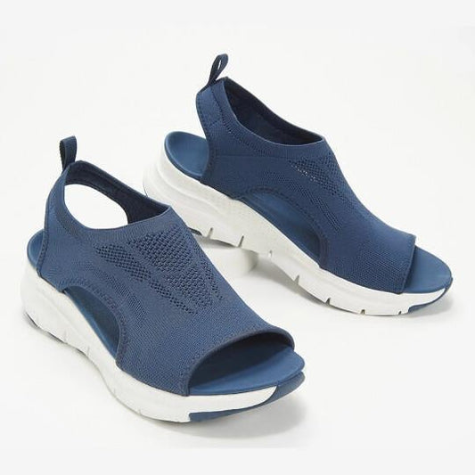 Sport Comfort Platform Sandals | Open Toe Knit Slip-Ons