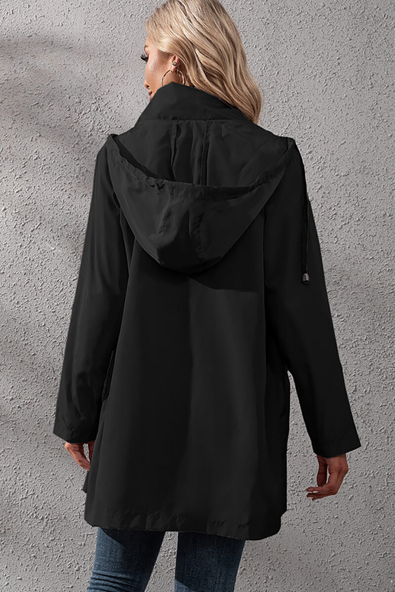 Lightweight Hooded Rain Jacket | Adjustable Waist | Water-Resistant | Casual Outerwear
