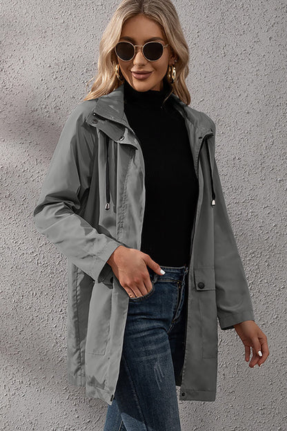 Lightweight Hooded Rain Jacket | Adjustable Waist | Water-Resistant | Casual Outerwear
