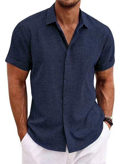 Men’s Linen Blend Short Sleeve Shirt | Breathable Summer Button-Up | Casual Canada