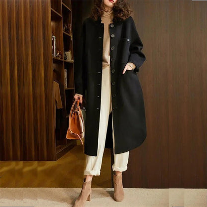 Long Wool Blend Coat | Minimalist Design | Elegant and Warm
