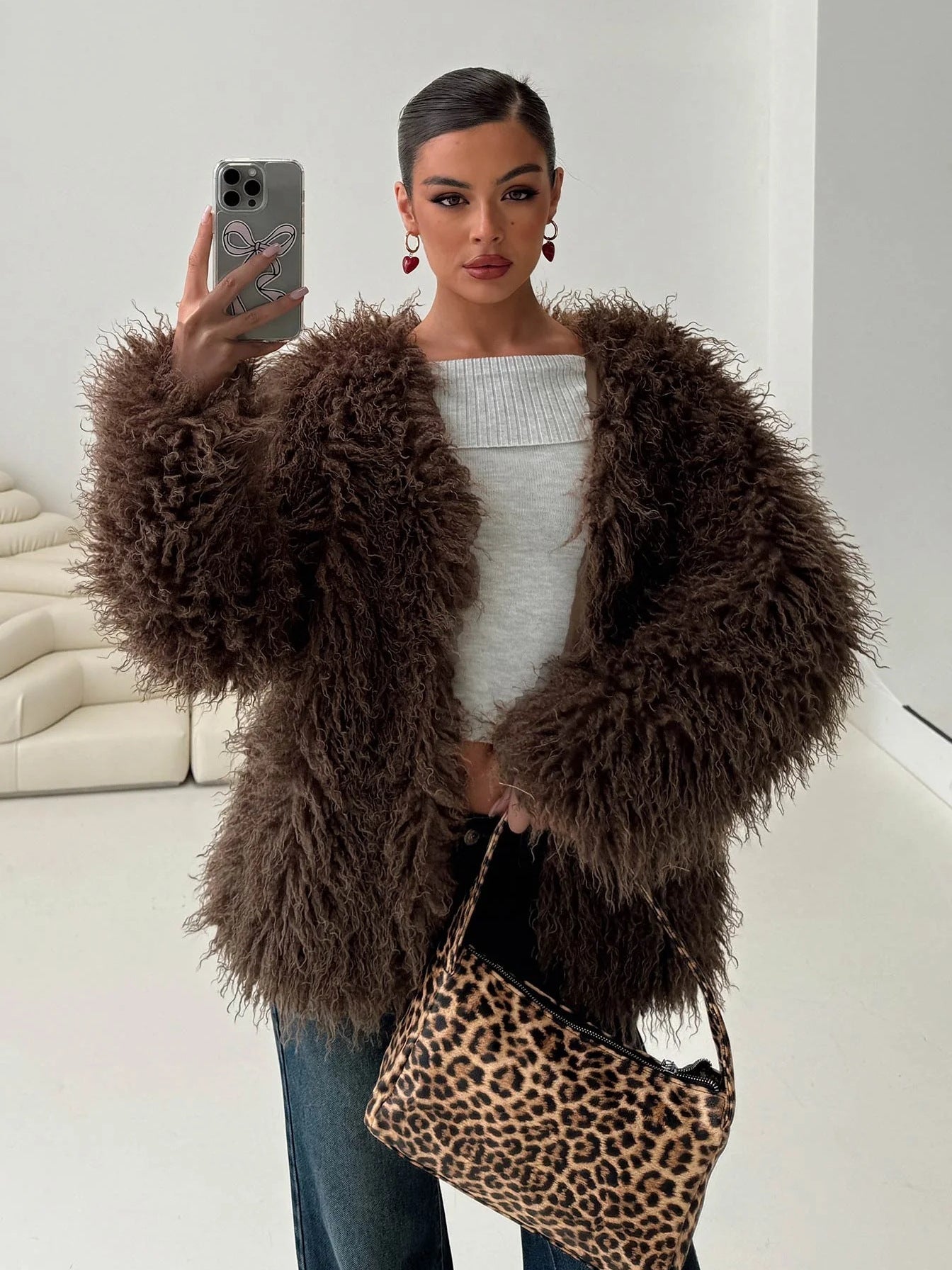 Oversized Faux Fur Jacket | Plush Statement Layer | Brown | Winter Luxe