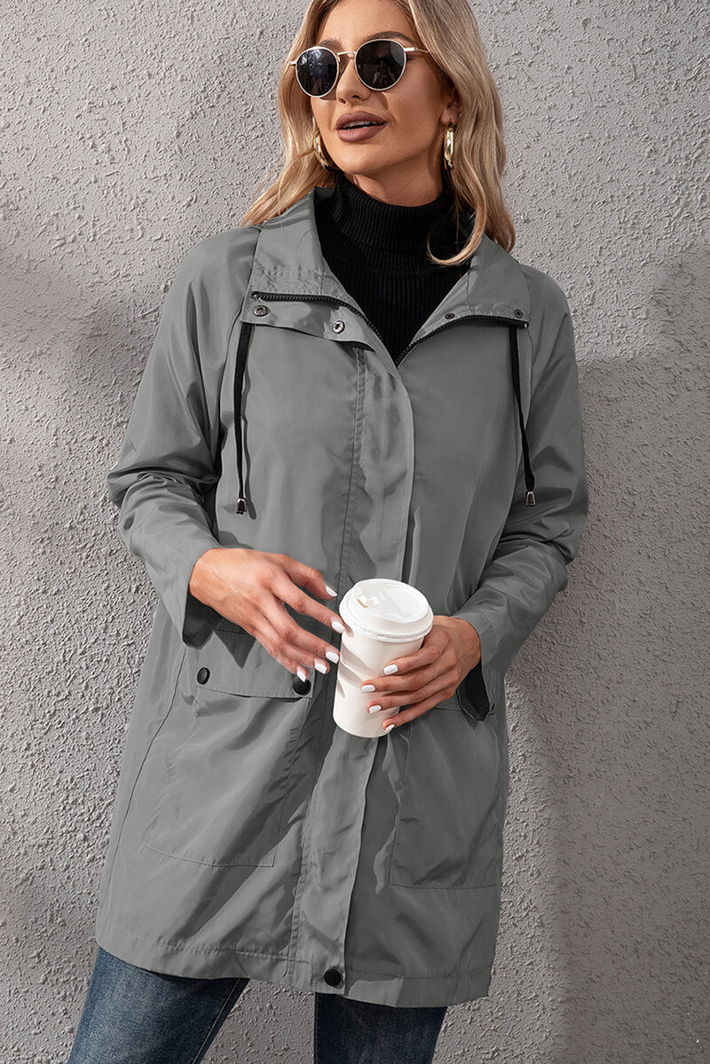 Lightweight Hooded Rain Jacket | Adjustable Waist | Water-Resistant | Casual Outerwear