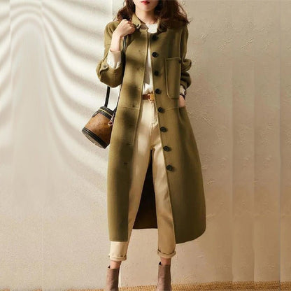 Long Wool Blend Coat | Minimalist Design | Elegant and Warm