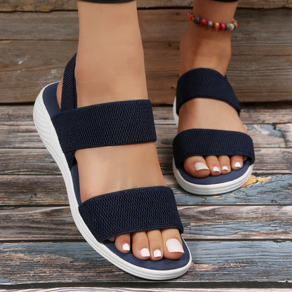 Elastic Slingback Sandals | Cushioned Sole & Patterned Strap | Casual Walkable Design