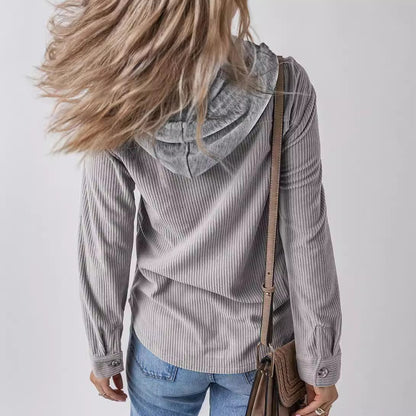Button-Down Hoodie Shirt | Casual Layering Piece | Cotton Blend | Everyday Comfort