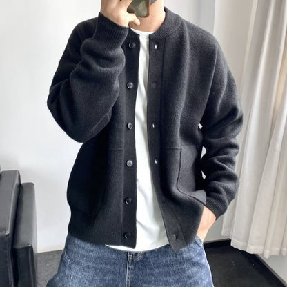 Men’s Wool-Blend Snap Jacket | Minimalist Bomber Style | Lightweight Fall Layer