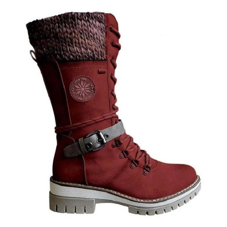 Lace-Up Thermal Boots | Waterproof Winter Grip with Knit Cuff