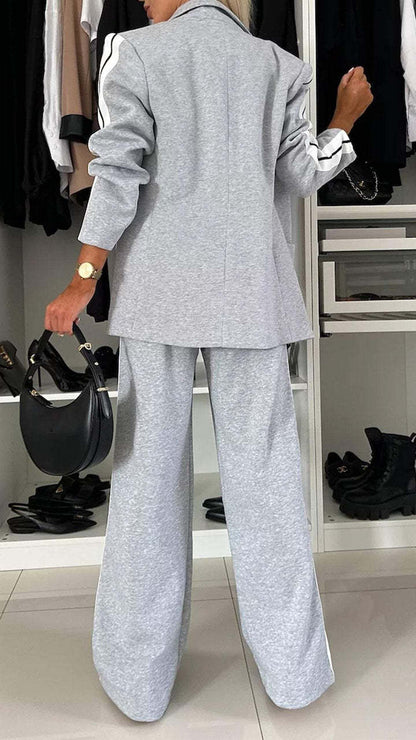 Blazer and Track Pant Set | Sport-Luxe Tailoring | Contrast Stripe Detail
