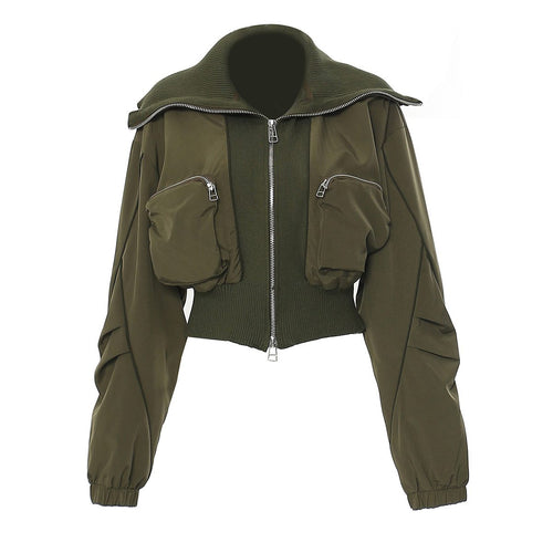 Cropped Utility Jacket | Functional Pocket Design | Zip-Up Closure | Edgy Streetwear Style