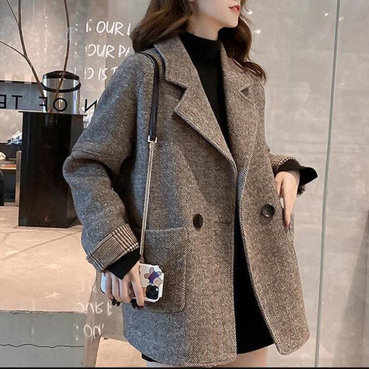 Double-Breasted Wool Blend Coat | Oversized Fit | Timeless Style | Casual & Office Wear